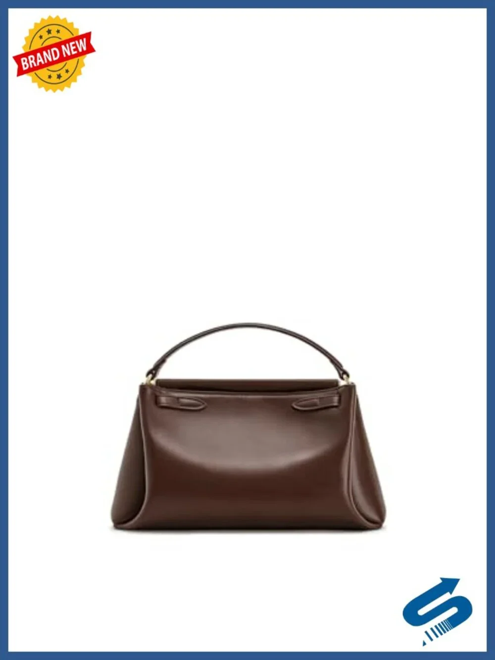 Vegan Leather Top Handle Satchel Bag with Twist Lock, Crossbody Strap